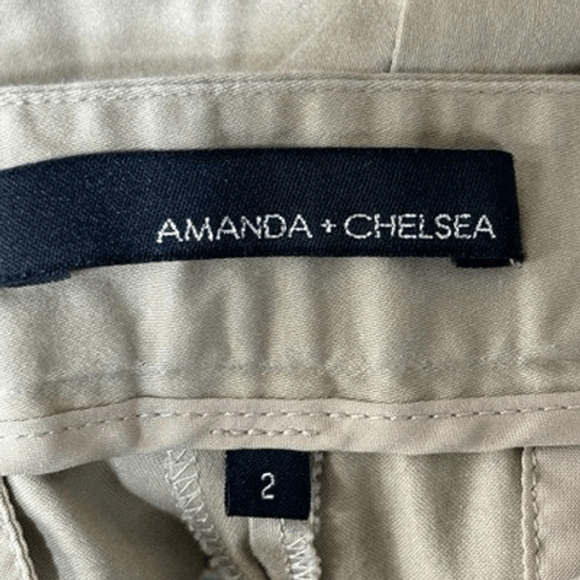 Amanda+Chelsea Beige Tan Flat Front Stretch Low-Rise Straight Ankle Pants Size 2 - Picture 7 of 10